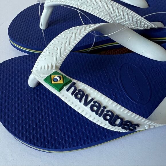 Havianas Unisex Brazil Logo Marine Blue Flip Flop Sandal - Picture 4 of 6